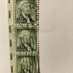 3 Washington 1 cent stamp used